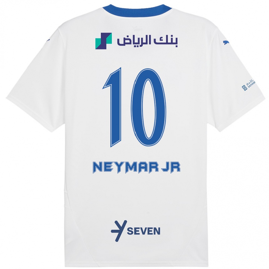 Kids Football Neymar #10 White Blue Away Jersey 2024/25 T-Shirt Uk