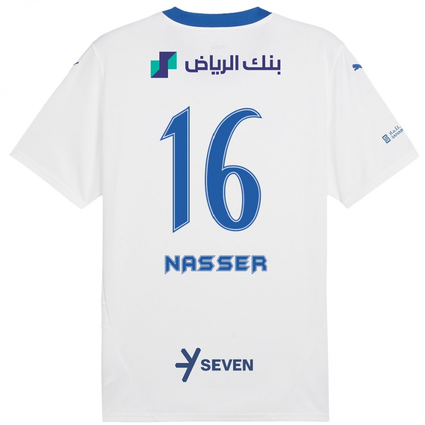 Kids Football Nasser Al-Dawsari #16 White Blue Away Jersey 2024/25 T-Shirt Uk