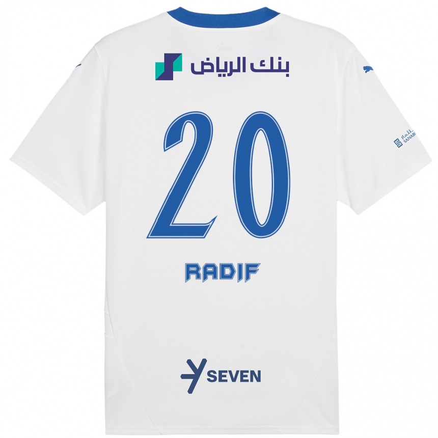 Kids Football Abdullah Radif #20 White Blue Away Jersey 2024/25 T-Shirt Uk