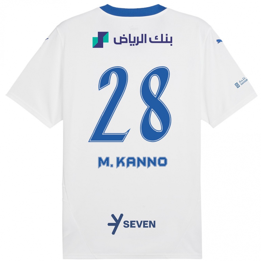 Kids Football Mohamed Kanno #28 White Blue Away Jersey 2024/25 T-Shirt Uk