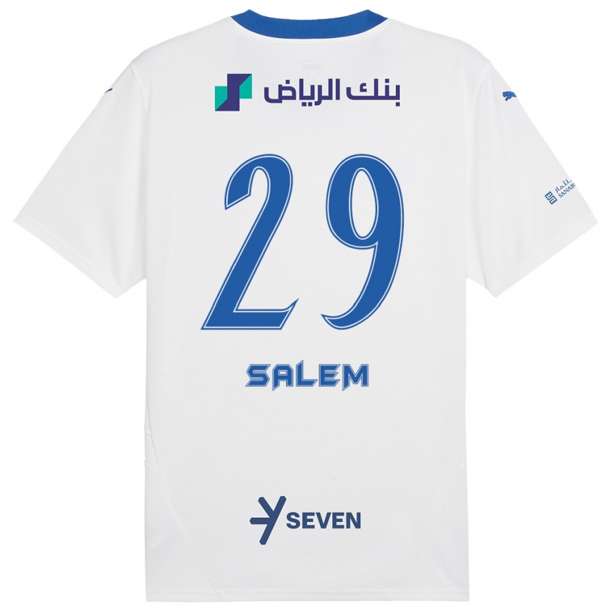 Kids Football Salem Al-Dawsari #29 White Blue Away Jersey 2024/25 T-Shirt Uk