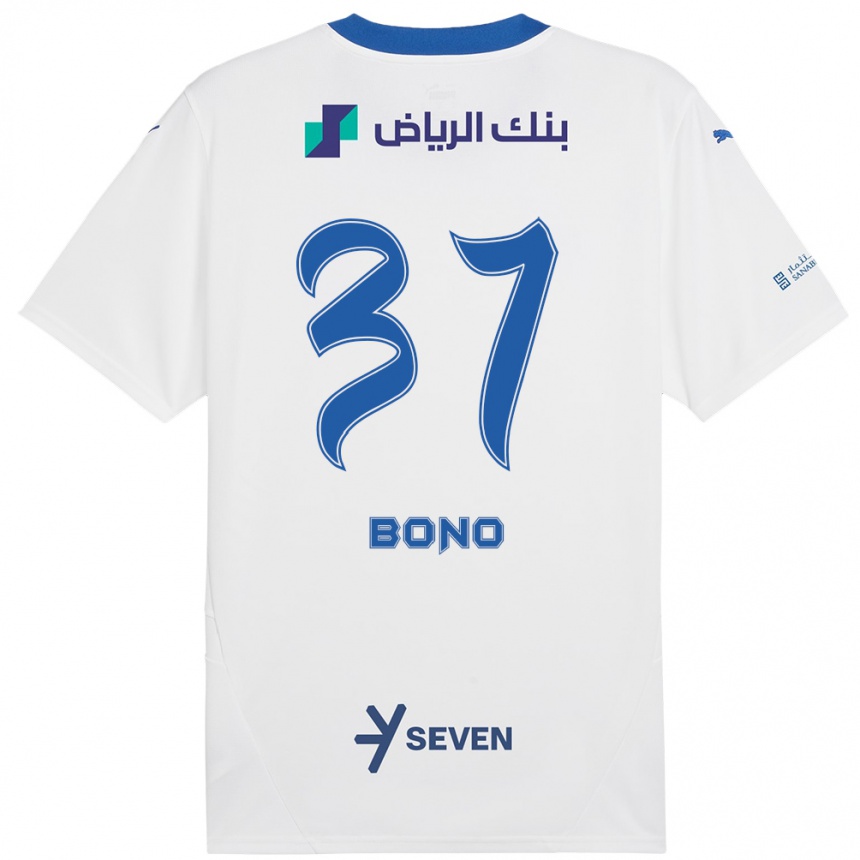 Kids Football Bono #37 White Blue Away Jersey 2024/25 T-Shirt Uk