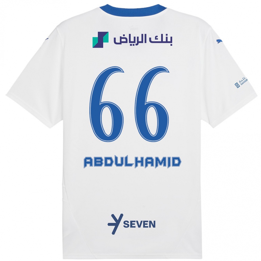 Kids Football Saud Abdulhamid #66 White Blue Away Jersey 2024/25 T-Shirt Uk