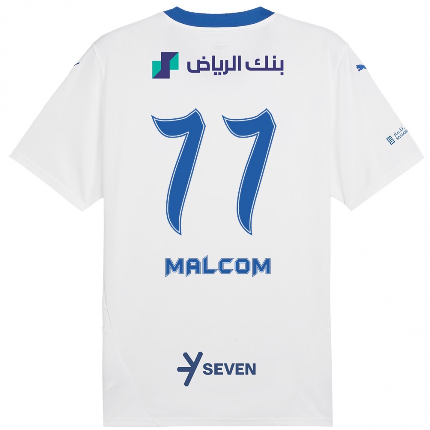 Kids Football Malcom #77 White Blue Away Jersey 2024/25 T-Shirt Uk