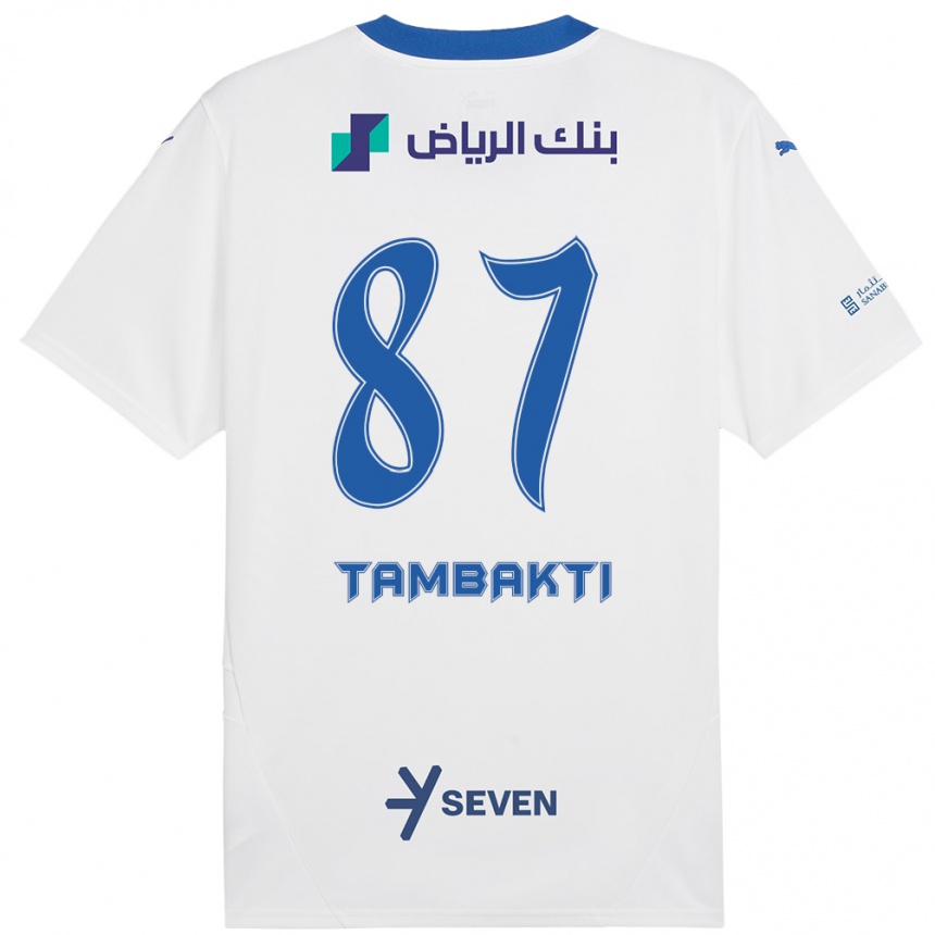 Kids Football Hassan Tambakti #87 White Blue Away Jersey 2024/25 T-Shirt Uk