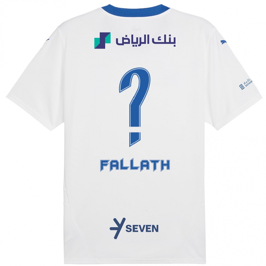 Kids Football Fahad Fallath #0 White Blue Away Jersey 2024/25 T-Shirt Uk