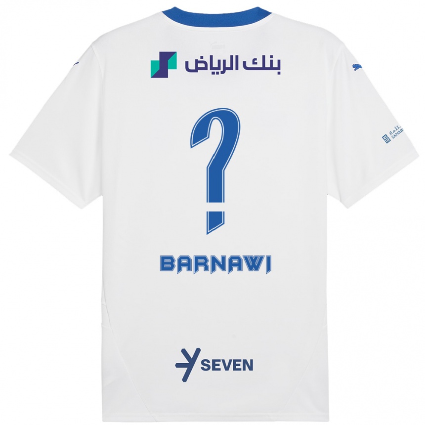 Kids Football Abdulsalam Barnawi #0 White Blue Away Jersey 2024/25 T-Shirt Uk