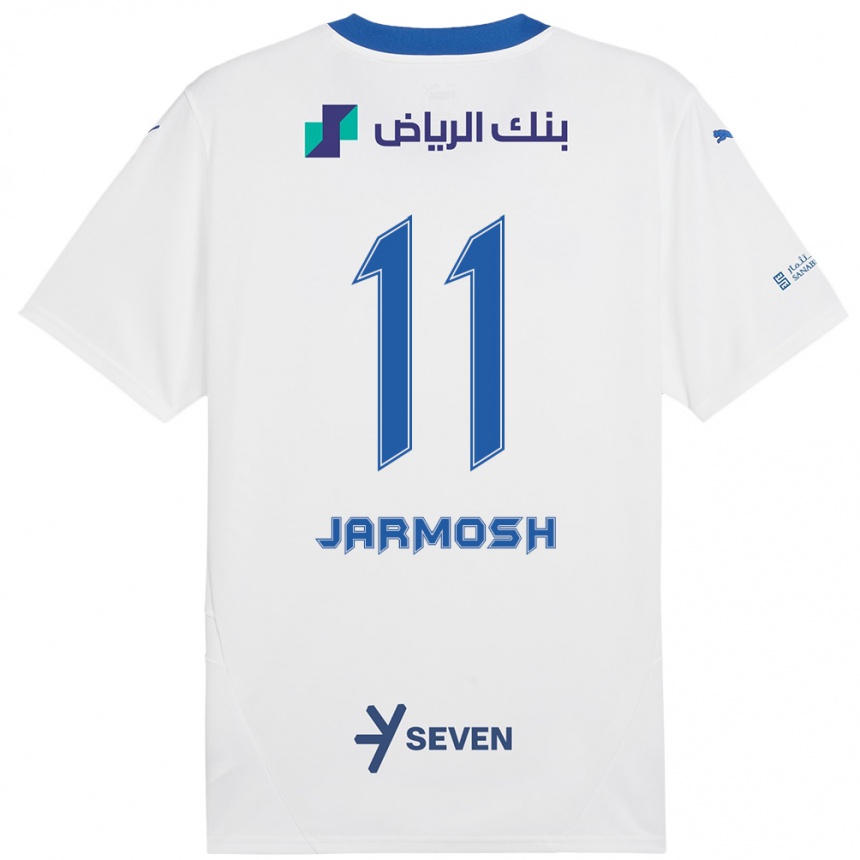 Kids Football Abdulaziz Jarmosh #11 White Blue Away Jersey 2024/25 T-Shirt Uk