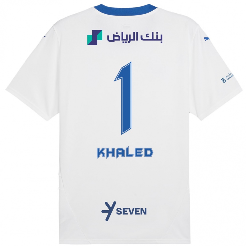 Kids Football Nawal Khaled #1 White Blue Away Jersey 2024/25 T-Shirt Uk