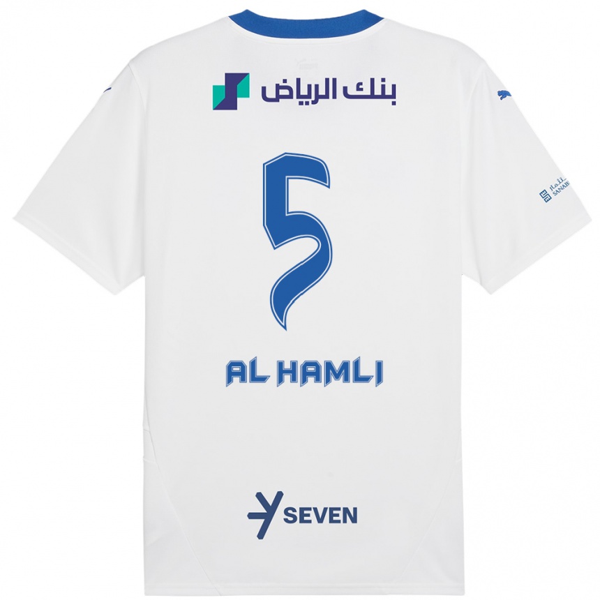 Kids Football Noura Al-Hamli #5 White Blue Away Jersey 2024/25 T-Shirt Uk