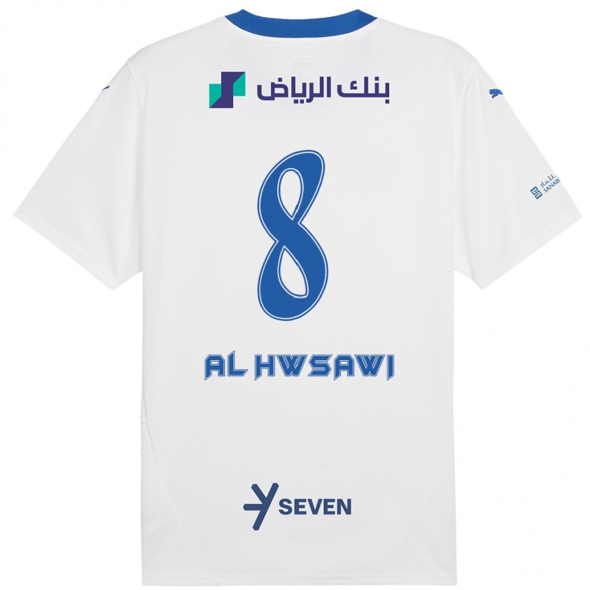 Kids Football Al Bandari Al-Hwsawi #8 White Blue Away Jersey 2024/25 T-Shirt Uk