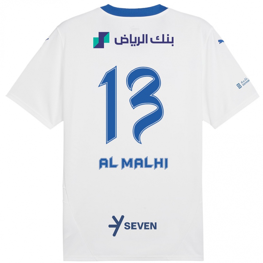 Kids Football Al Muhra Al-Malhi #13 White Blue Away Jersey 2024/25 T-Shirt Uk