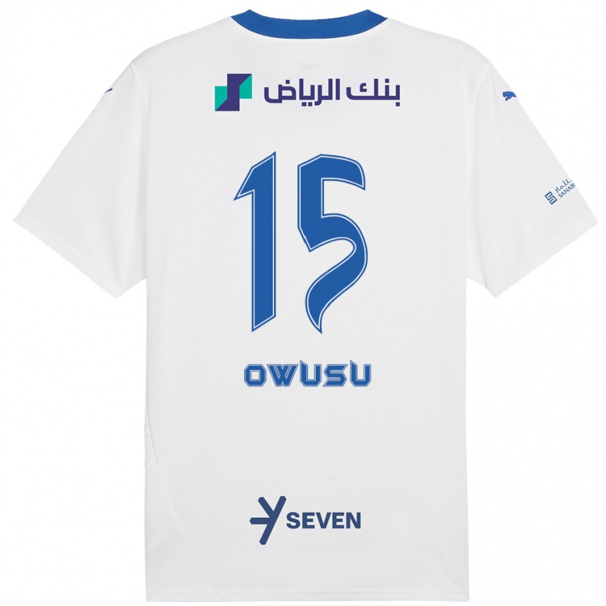 Kids Football Mavis Owusu #15 White Blue Away Jersey 2024/25 T-Shirt Uk