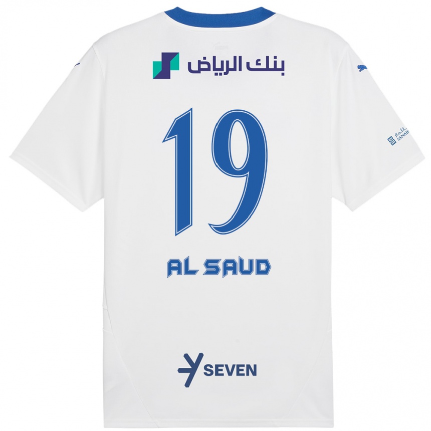 Kids Football Manal Al Saud #19 White Blue Away Jersey 2024/25 T-Shirt Uk