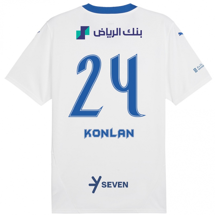 Kids Football Cynthia Konlan #24 White Blue Away Jersey 2024/25 T-Shirt Uk