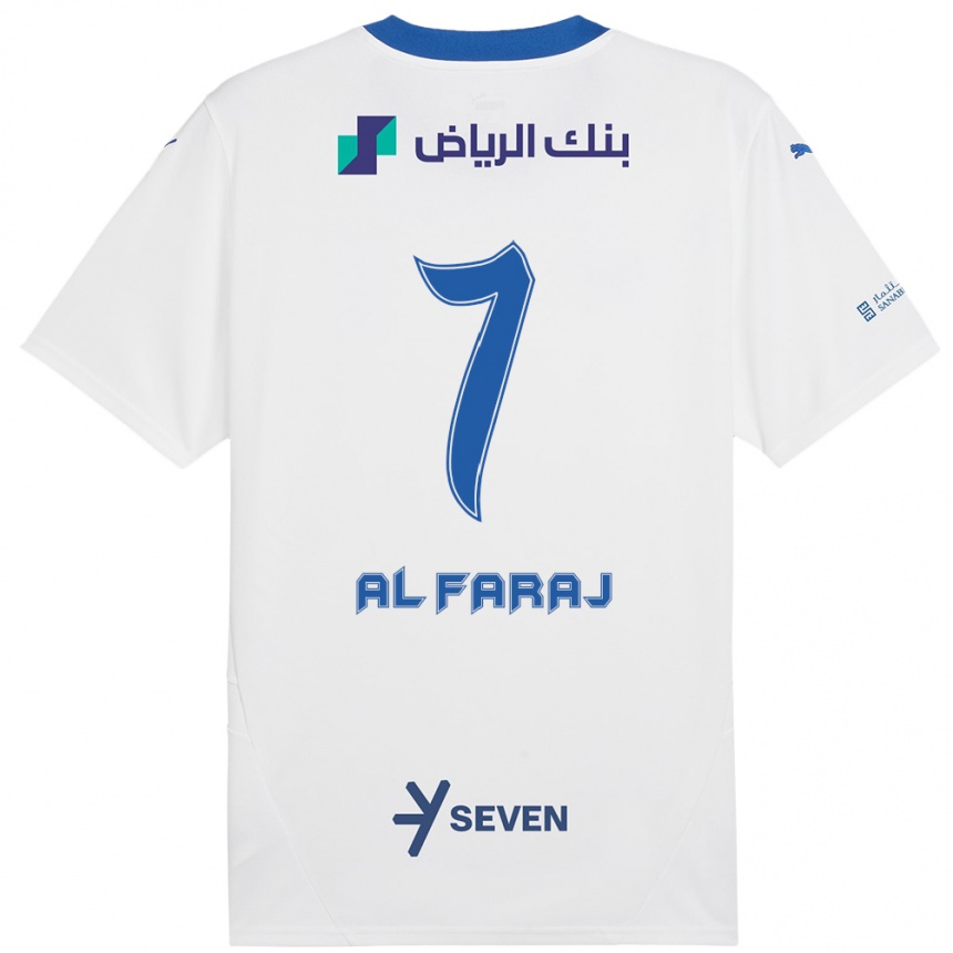 Kids Football Salman Al-Faraj #7 White Blue Away Jersey 2024/25 T-Shirt Uk