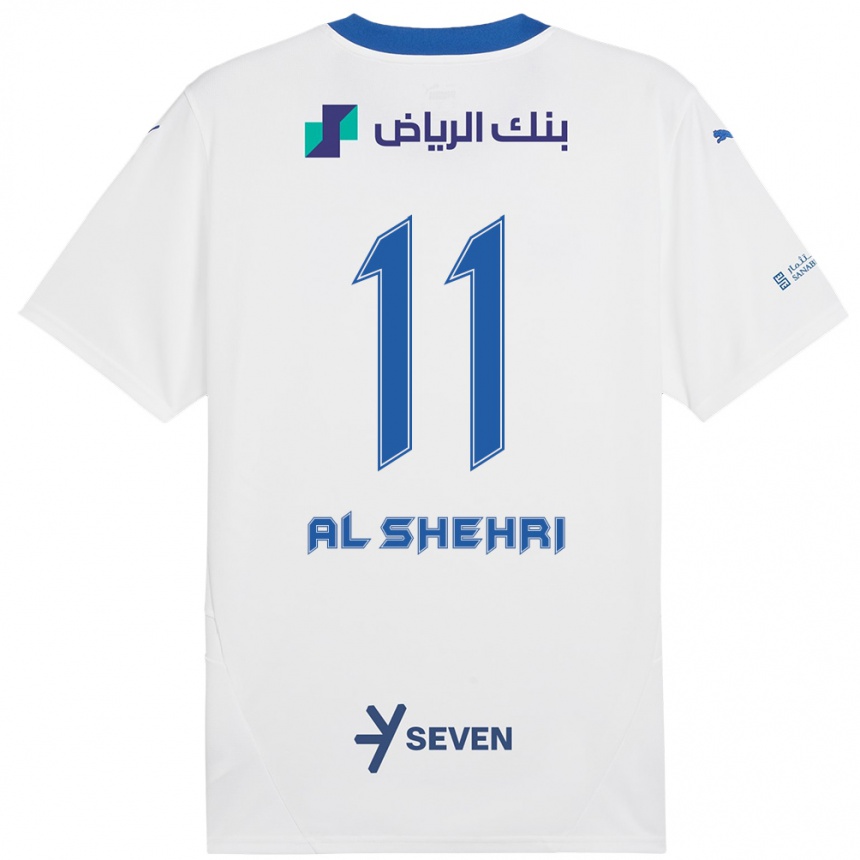 Kids Football Saleh Al-Shehri #11 White Blue Away Jersey 2024/25 T-Shirt Uk