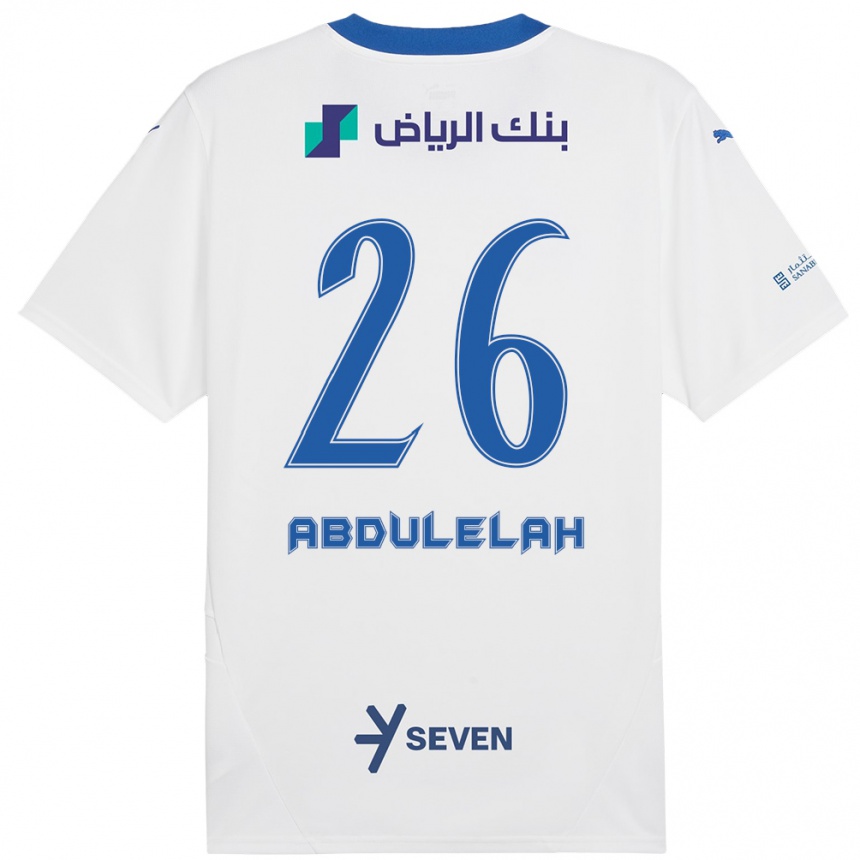 Kids Football Abdulelah Al-Malki #26 White Blue Away Jersey 2024/25 T-Shirt Uk