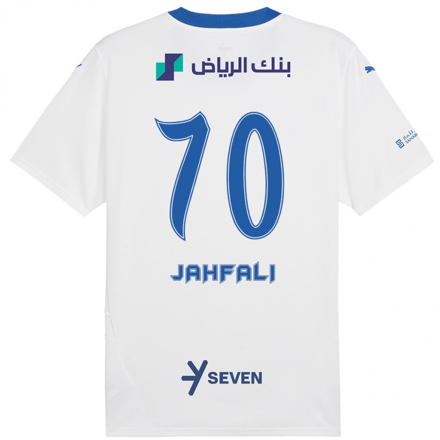 Kids Football Mohammed Jahfali #70 White Blue Away Jersey 2024/25 T-Shirt Uk