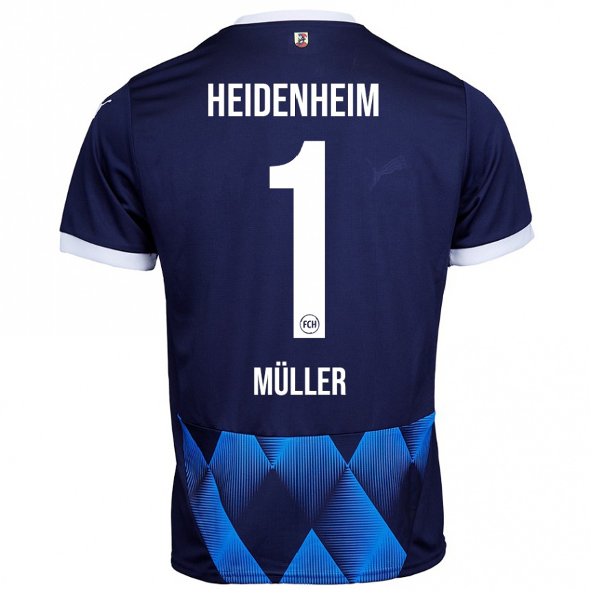 Kids Football Kevin Müller #1 Dark Navy Blue Away Jersey 2024/25 T-Shirt Uk