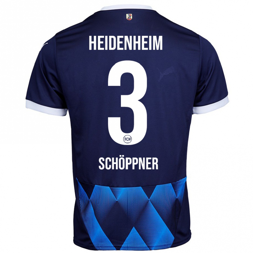 Kids Football Jan Schöppner #3 Dark Navy Blue Away Jersey 2024/25 T-Shirt Uk