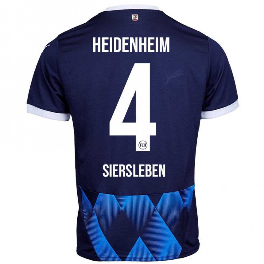 Kids Football Tim Siersleben #4 Dark Navy Blue Away Jersey 2024/25 T-Shirt Uk