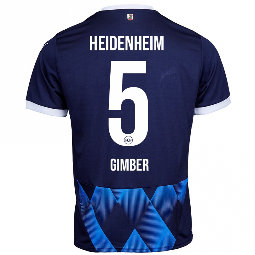 Kids Football Benedikt Gimber #5 Dark Navy Blue Away Jersey 2024/25 T-Shirt Uk