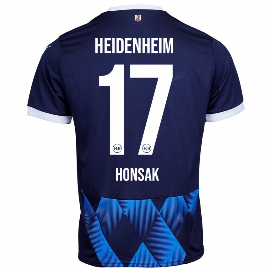 Kids Football Mathias Honsak #17 Dark Navy Blue Away Jersey 2024/25 T-Shirt Uk