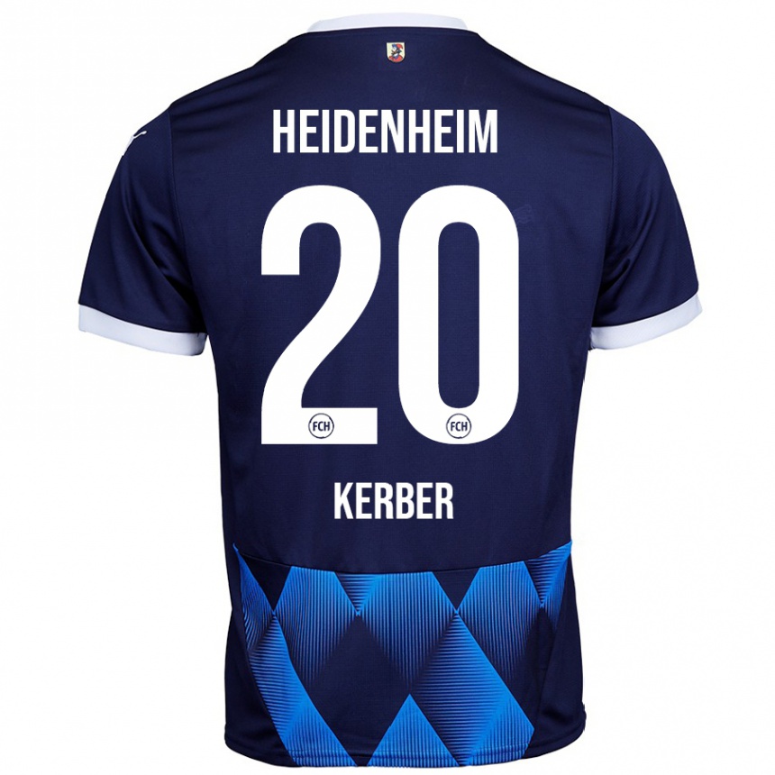 Kids Football Luca Kerber #20 Dark Navy Blue Away Jersey 2024/25 T-Shirt Uk