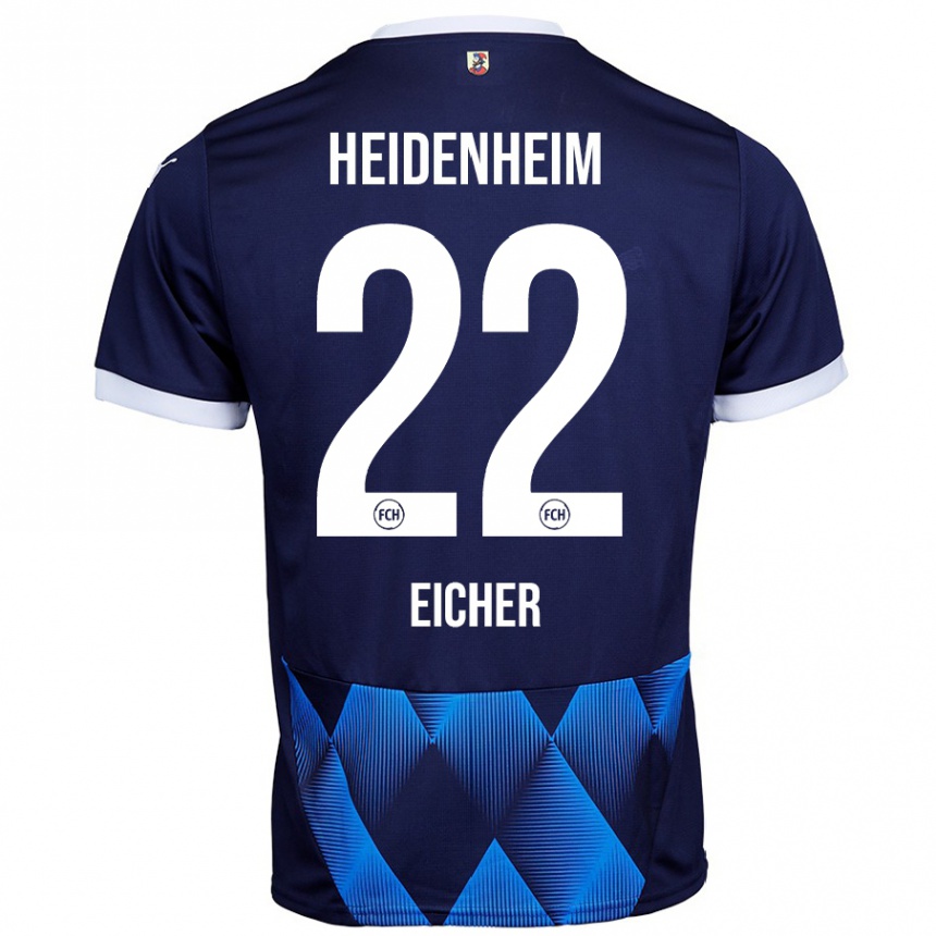 Kids Football Vitus Eicher #22 Dark Navy Blue Away Jersey 2024/25 T-Shirt Uk