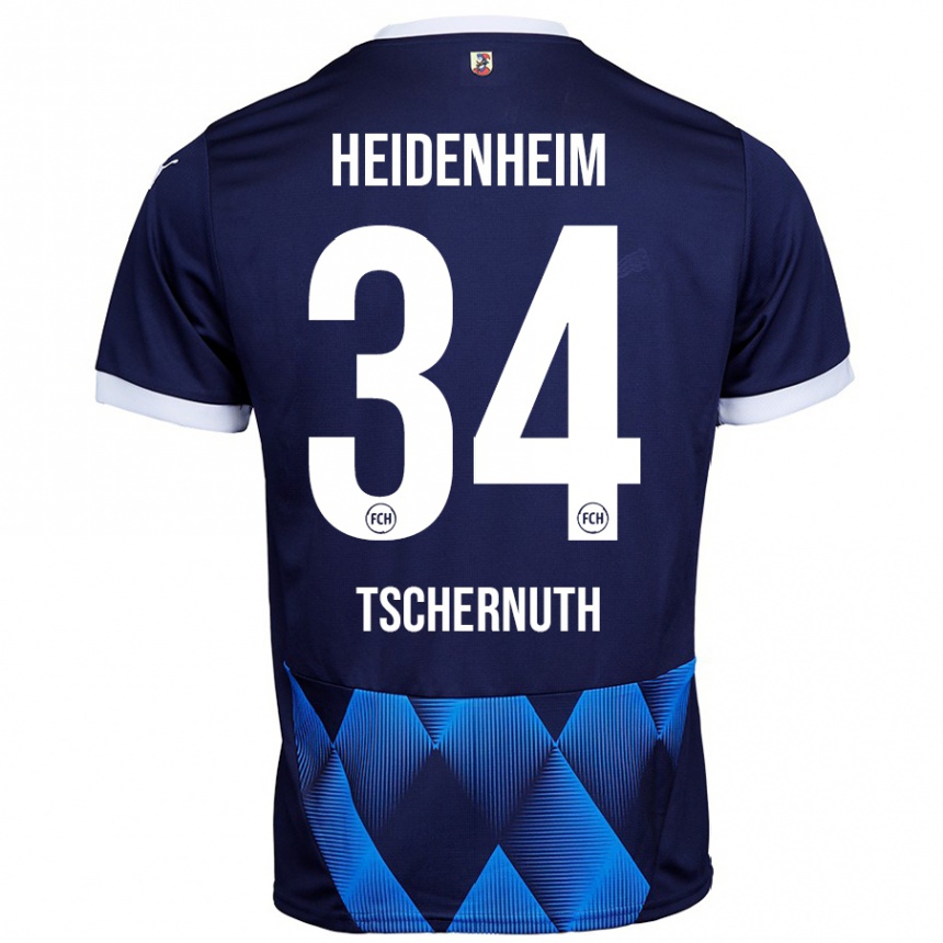 Kids Football Paul Tschernuth #34 Dark Navy Blue Away Jersey 2024/25 T-Shirt Uk