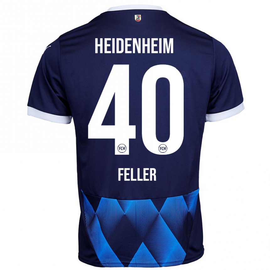 Kids Football Frank Feller #40 Dark Navy Blue Away Jersey 2024/25 T-Shirt Uk