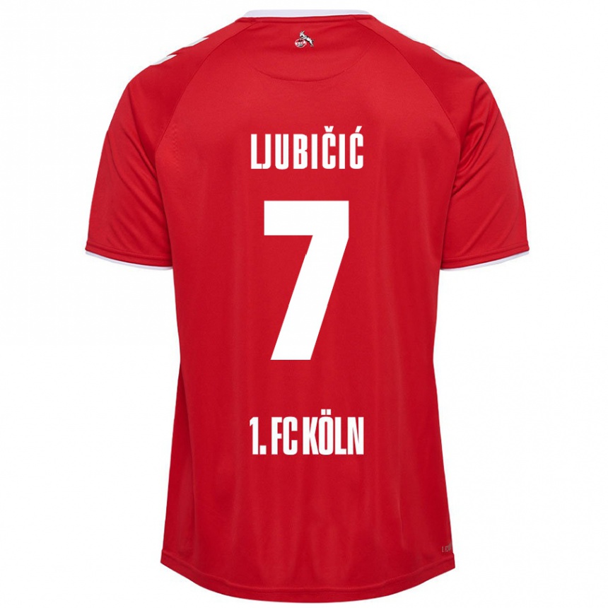 Kids Football Dejan Ljubicic #7 Red White Away Jersey 2024/25 T-Shirt Uk