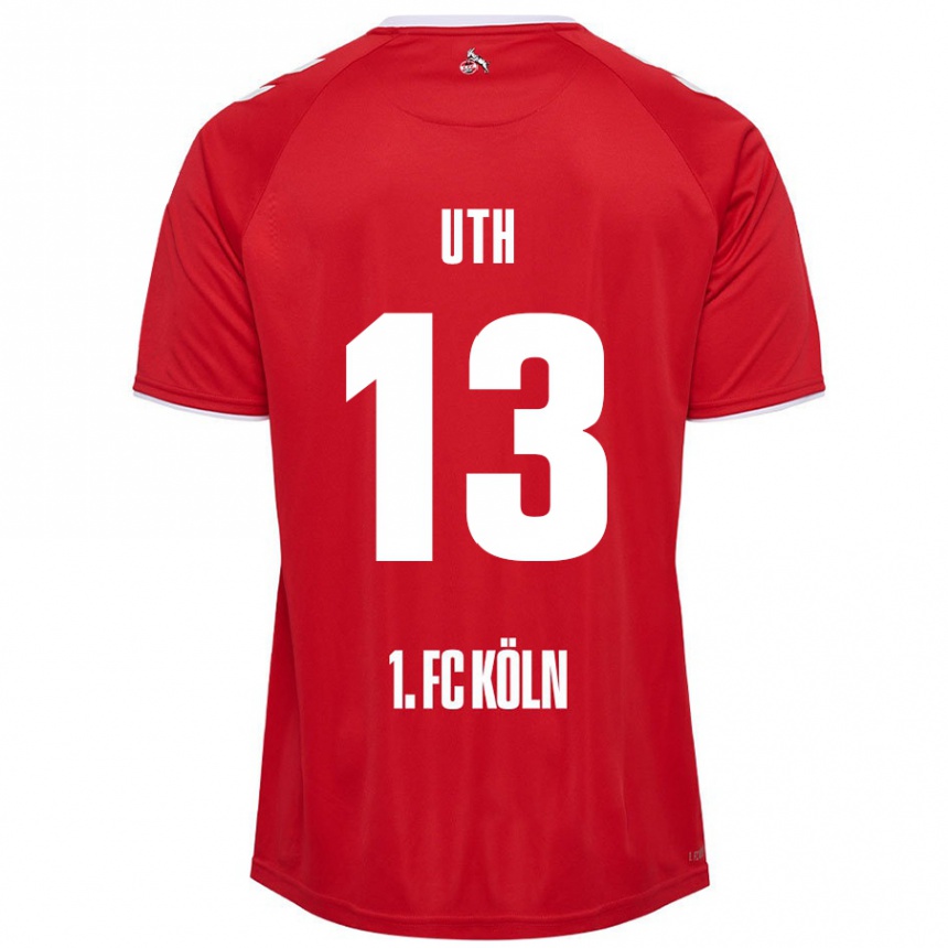 Kids Football Mark Uth #13 Red White Away Jersey 2024/25 T-Shirt Uk