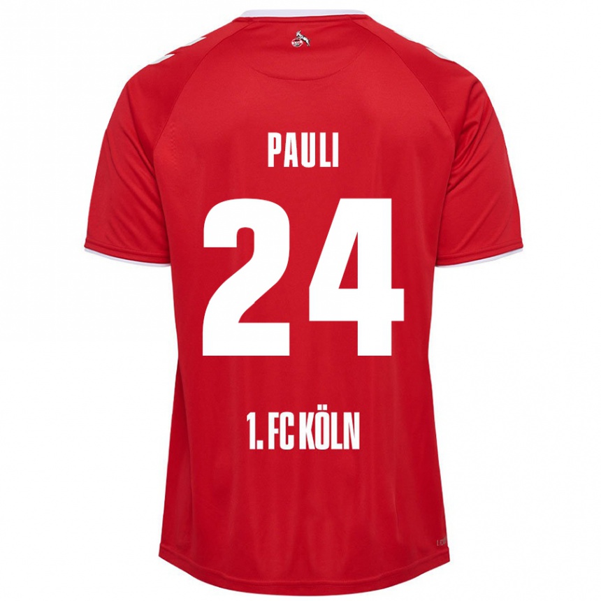 Kids Football Julian Pauli #24 Red White Away Jersey 2024/25 T-Shirt Uk