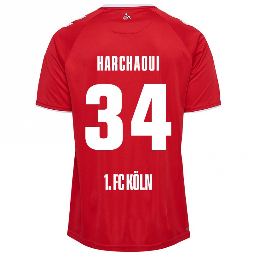 Kids Football Fayssal Harchaoui #34 Red White Away Jersey 2024/25 T-Shirt Uk