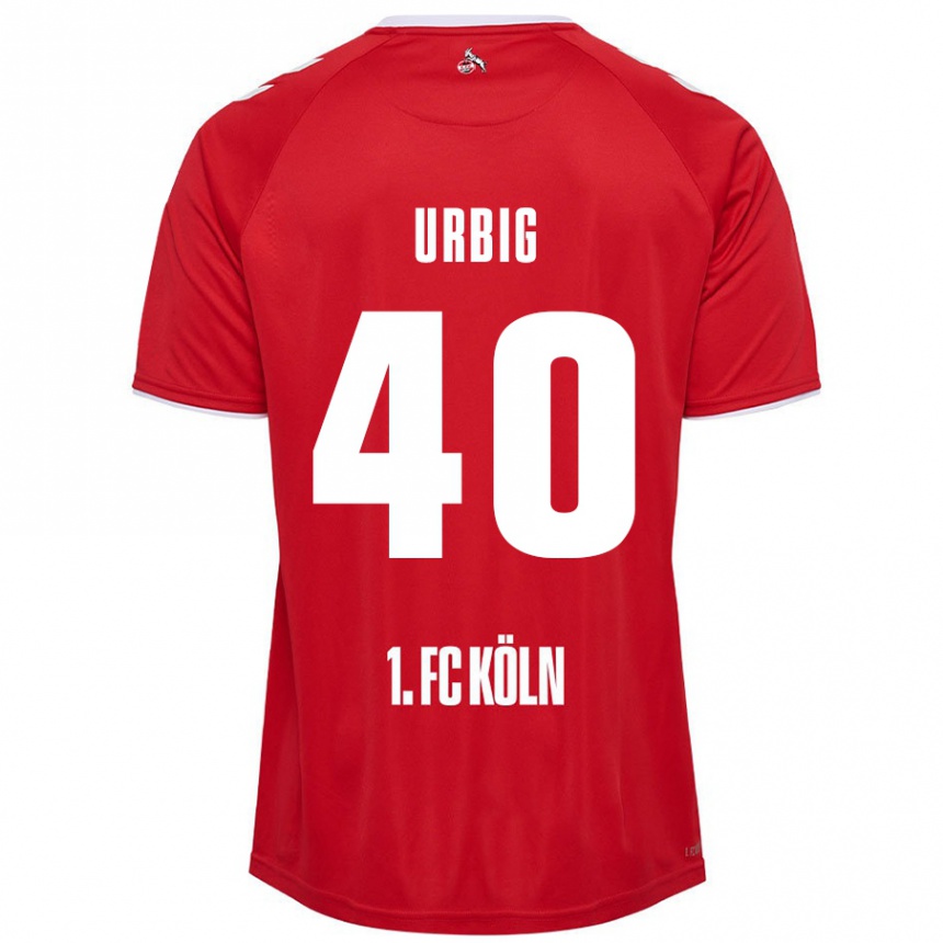 Kids Football Jonas Urbig #40 Red White Away Jersey 2024/25 T-Shirt Uk