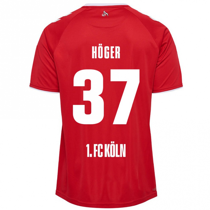 Kids Football Marco Höger #37 Red White Away Jersey 2024/25 T-Shirt Uk