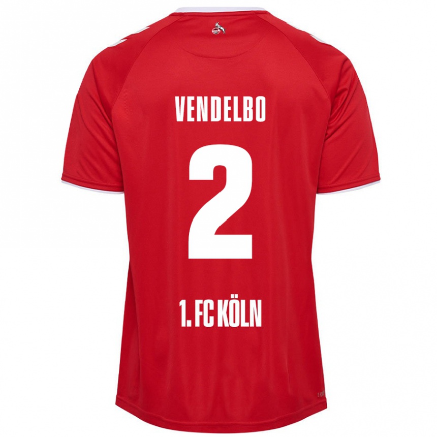 Kids Football Sofie Vendelbo #2 Red White Away Jersey 2024/25 T-Shirt Uk