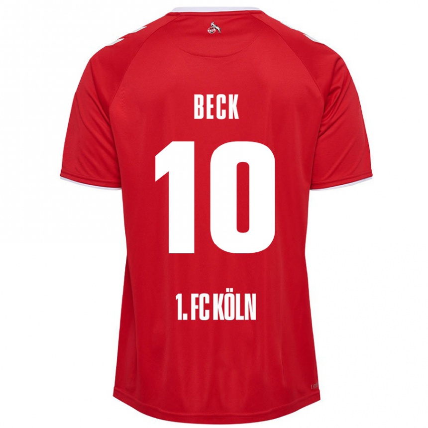 Kids Football Sharon Beck #10 Red White Away Jersey 2024/25 T-Shirt Uk