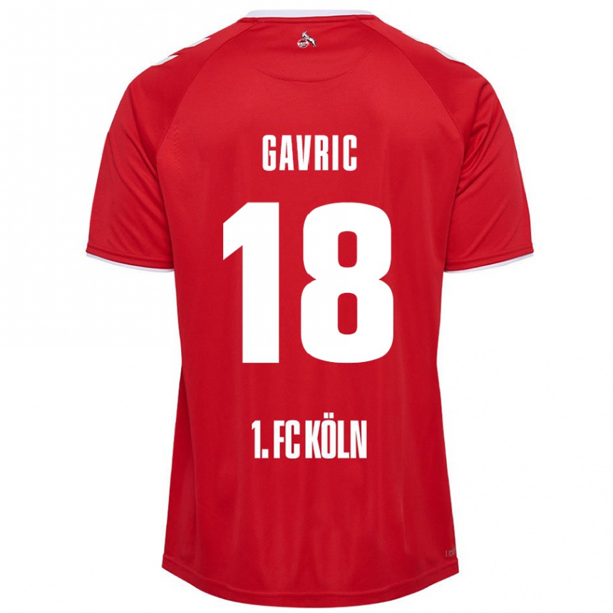 Kids Football Andrea Gavrić #18 Red White Away Jersey 2024/25 T-Shirt Uk