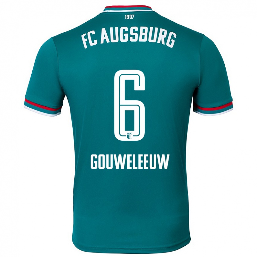 Kids Football Jeffrey Gouweleeuw #6 Dark Green Away Jersey 2024/25 T-Shirt Uk