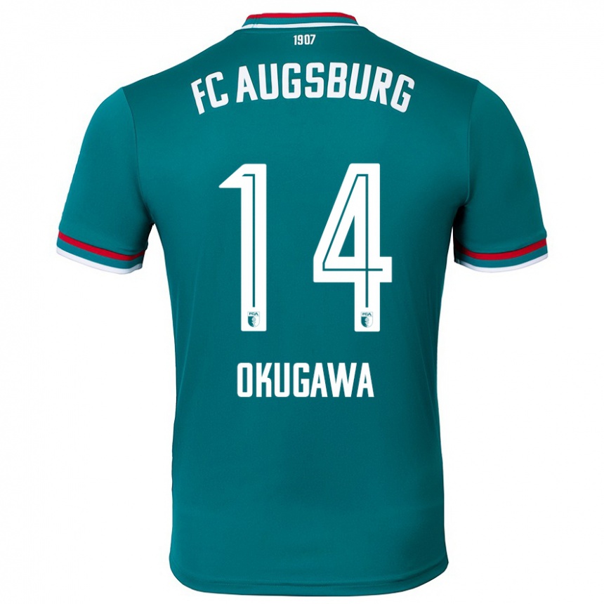 Kids Football Masaya Okugawa #14 Dark Green Away Jersey 2024/25 T-Shirt Uk