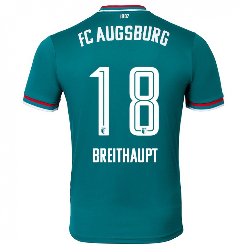 Kids Football Tim Breithaupt #18 Dark Green Away Jersey 2024/25 T-Shirt Uk