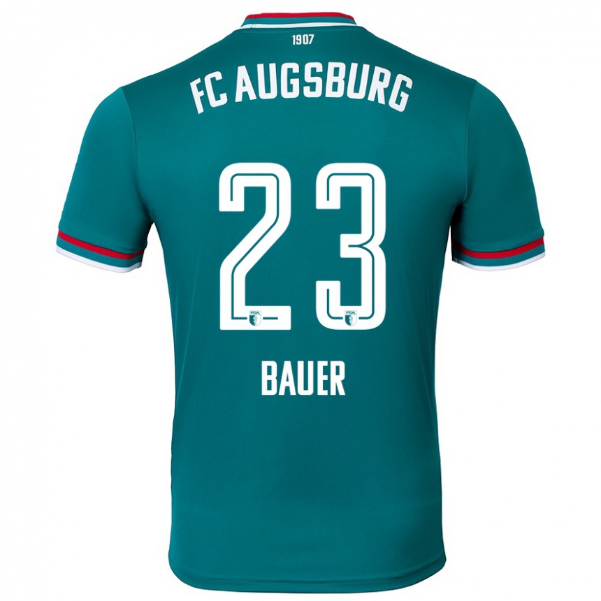 Kids Football Maximilian Bauer #23 Dark Green Away Jersey 2024/25 T-Shirt Uk