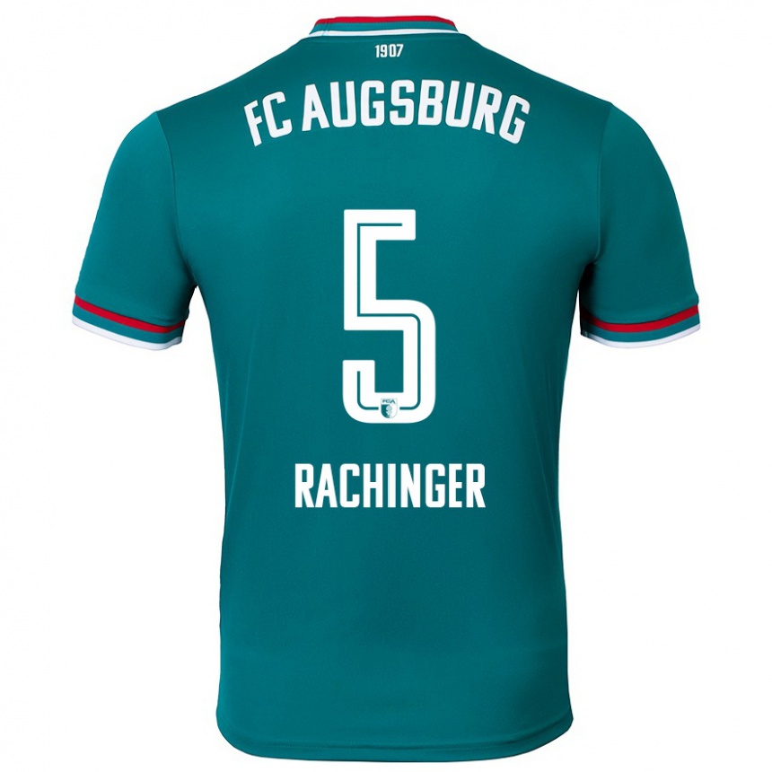 Kids Football Lorenz Rachinger #5 Dark Green Away Jersey 2024/25 T-Shirt Uk