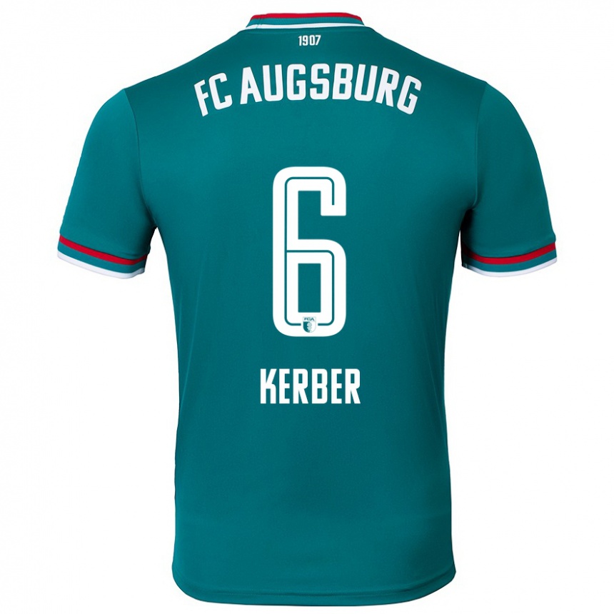 Kids Football Luca Kerber #6 Dark Green Away Jersey 2024/25 T-Shirt Uk