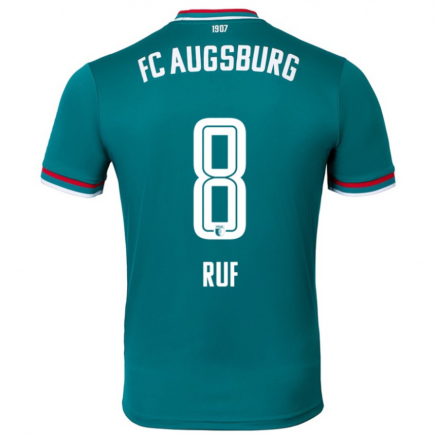 Kids Football Jonas Ruf #8 Dark Green Away Jersey 2024/25 T-Shirt Uk