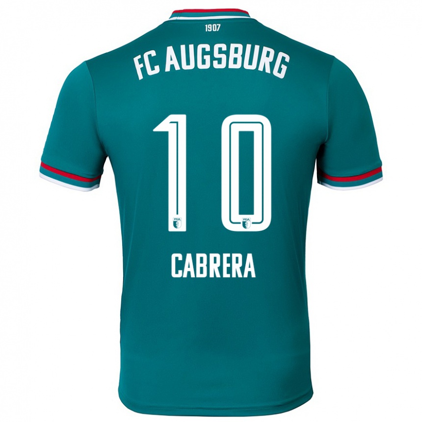 Kids Football Juan Cabrera #10 Dark Green Away Jersey 2024/25 T-Shirt Uk