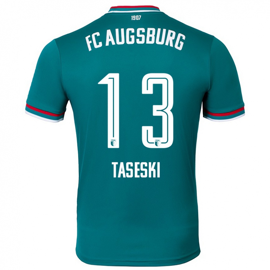 Kids Football Kristijan Taseski #13 Dark Green Away Jersey 2024/25 T-Shirt Uk